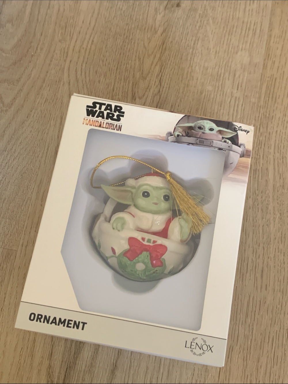 NWT Lenox Grogu Holiday Ornament in Green, White & Red